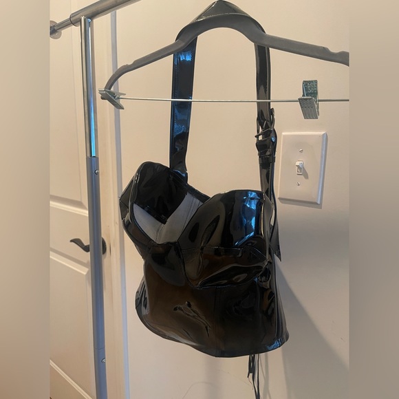 Grayscale Black Patent Leather Halter Top size M - Picture 4 of 4